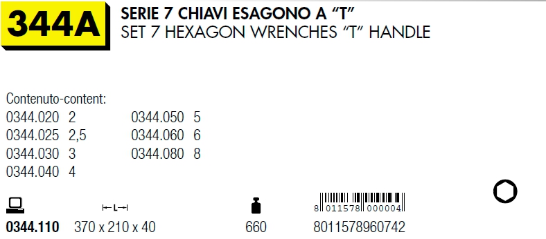 344A SERIE 7 CHIAVI IM.T E