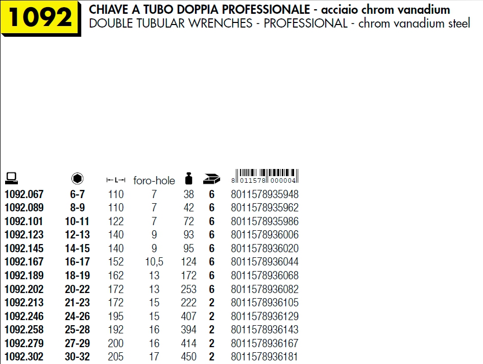 CHIAVE TUBO DOP PROF   6X7