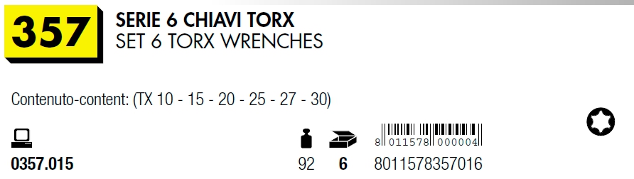SERIE 6 CHIAVI TORX       