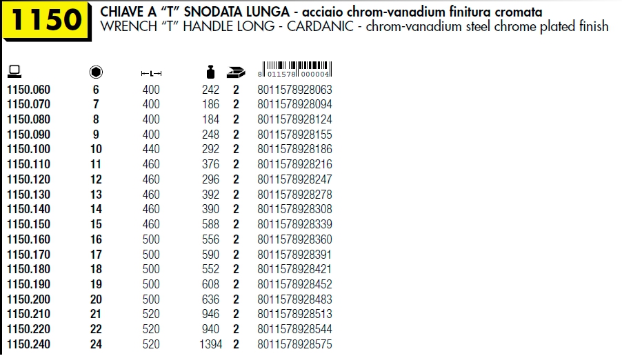 CHIAVE A T SNOD.BOCCA 8MM 