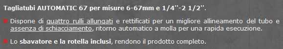 TAGLIATUBI PER PE diametro 6-67   