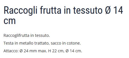 RACCOGLIFRUTTA TESSUTO diametro 14