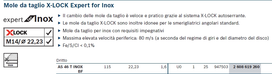 DISCO TAGLIO XLOCK 115X1.6