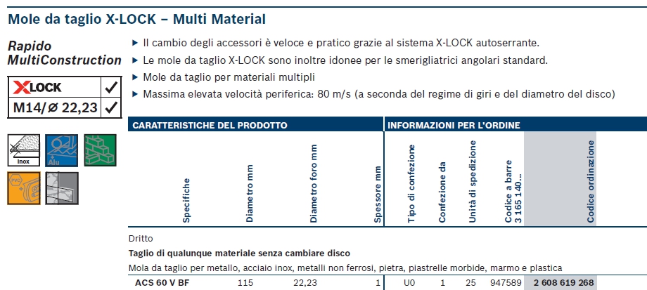 DISCO TAGLIO XLOCK 115X1  