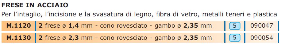 FRESE 2PZ CONO ROV. diametro 1,4MM