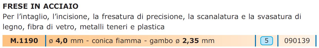 FRESA CONICA FIAMMA 4,0MM 
