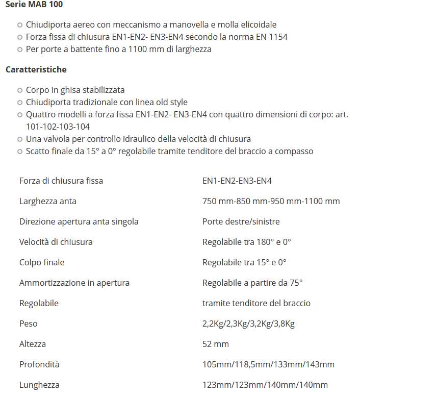 CHIUDIPORTA ORO ART 101   