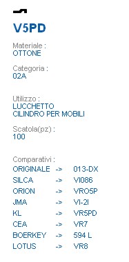 CHIAVE V5PD | VI086       