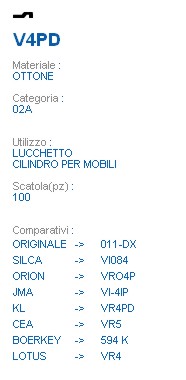 CHIAVE V4PD | VI084       
