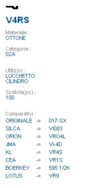 CHIAVE V4RS | VI083       
