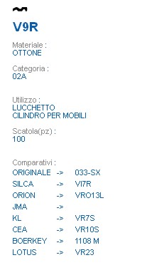 CHIAVE V9R | VI7R         