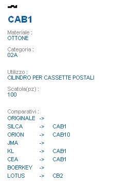 CHIAVE CAB1 | CAB1        
