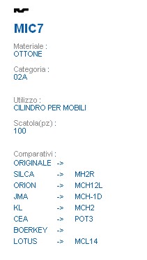 CHIAVE MIC7 | MH2R        