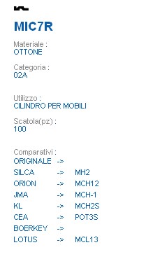 CHIAVE MIC7R | MH2        