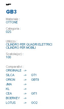 CHIAVE GB3 | GT1          