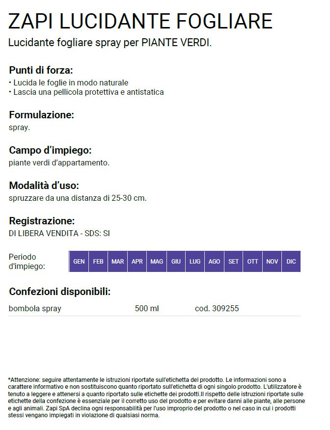 ZAPI LUCIDANTE FOGLIE 500M