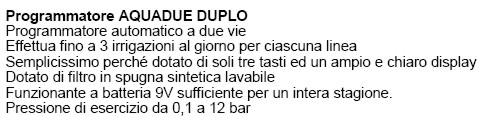 PROGRAMM. AQUADUE DUPLO   