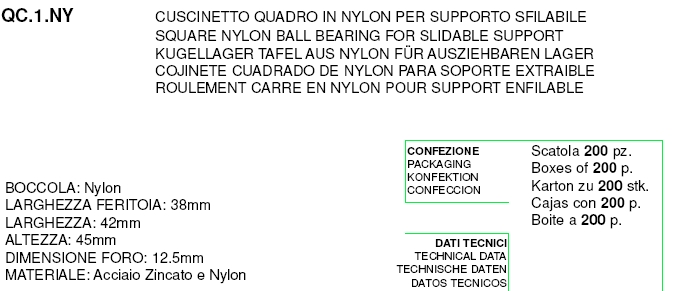 CUSCINETTO QUADRO IN NYLON