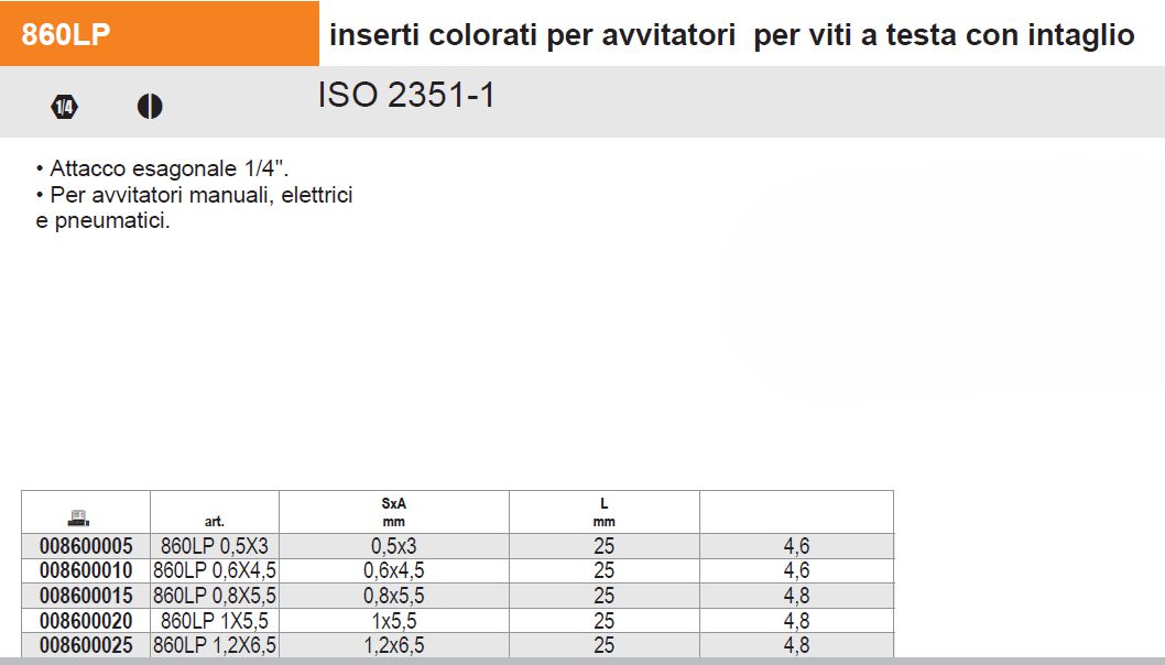 860LP INS 1/4 TAGLIO 0,5X3