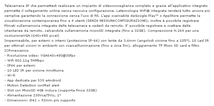 TELECAMERA IP WIRELESS    
