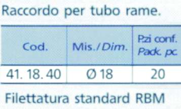 RACCORDO TUBO RAME  18    
