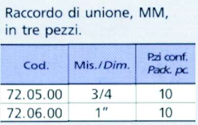 RACCORDO x UNIONE 3/4     