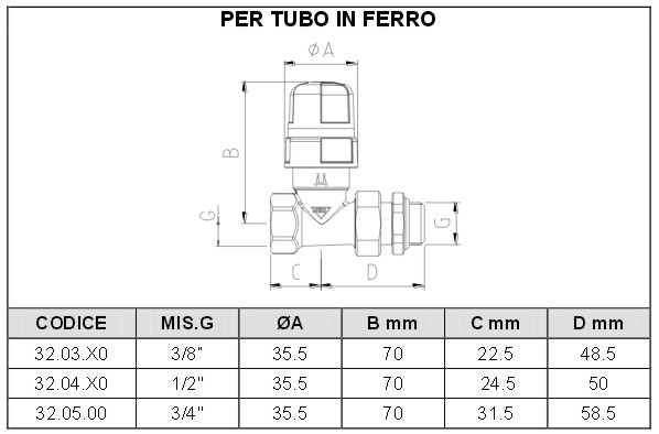 VALVOLA DR TERMOST FE  3/8