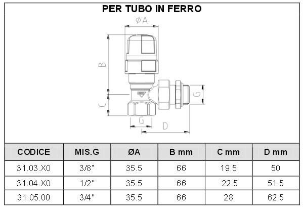 VALVOLA SQ TERMOST FE  3/8
