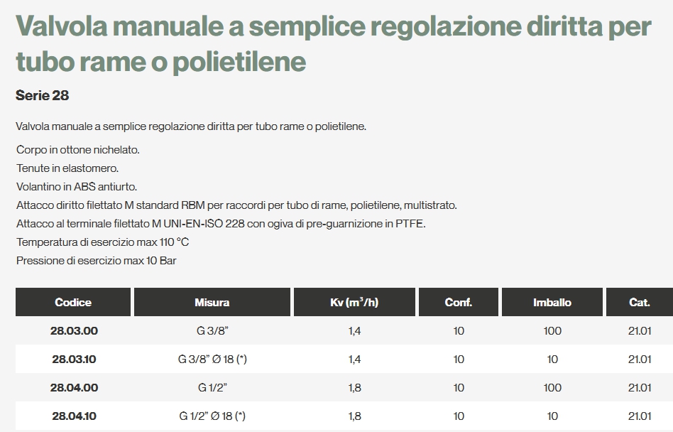 VALVOLA   DR RAME 3/8     