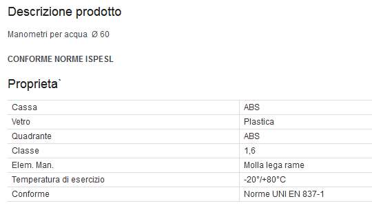MANOMETRO RAD 0-6  diametro 63 1/4