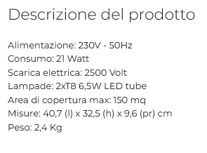 ZANZARIERA ELETTRI LED 17W
