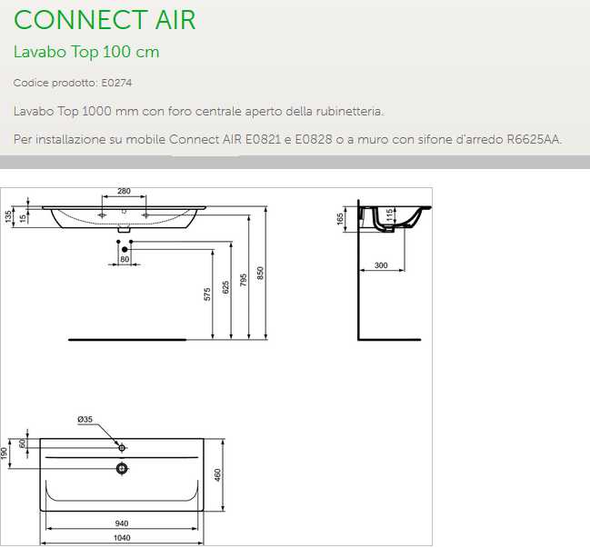 LAVABO 100 CONNECT AIR BIA