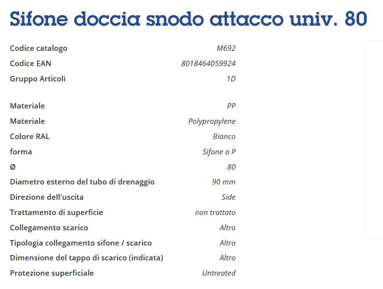 SIFONE DOCCIA UNIVERSALE  