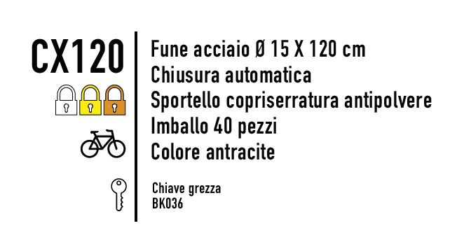 CAVO SPIR 15x120 C/CHIAVE 