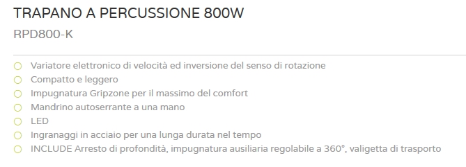 TRAPANO PERC 800W RPD800-K