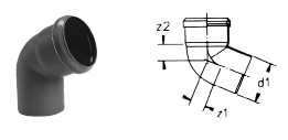 CURVA PLAST diametro  40 67,5?    