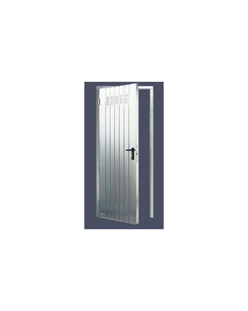 PORTA CANTINA IN LAMIERA 5/10 ZINCATA misura 90x200cmPorta in lamiera zincata per cantina con alette areazione, reversibile, com