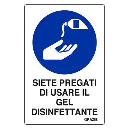 CARTELLO OBBLIGO USO GEL  