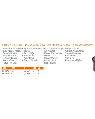 FILTRO ARIA X COMPRESS 3/8