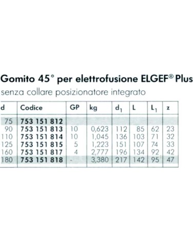 GOMITO 45? ELETTROS diametro  125 