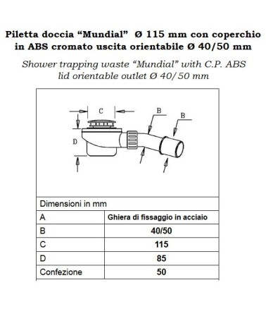 PILETTA DOCCIA USCITA SNOD