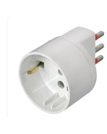 ADATTATORE SCHUKO 10A 2P+T BIANCO