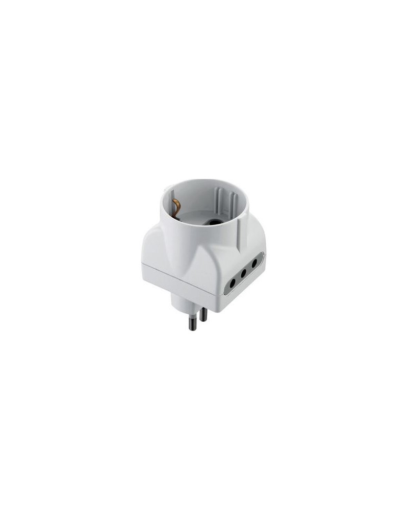 ADATTATORE TRIPLO 10A 2 PRESE 10A E SCHUKO BIANCO FIG.15