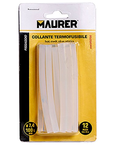 ADESIVO TERMOFUSIBILE TRASPARENTE PER PISTOLA COLLA A CALDO 12 STICKS MM.7,4X100