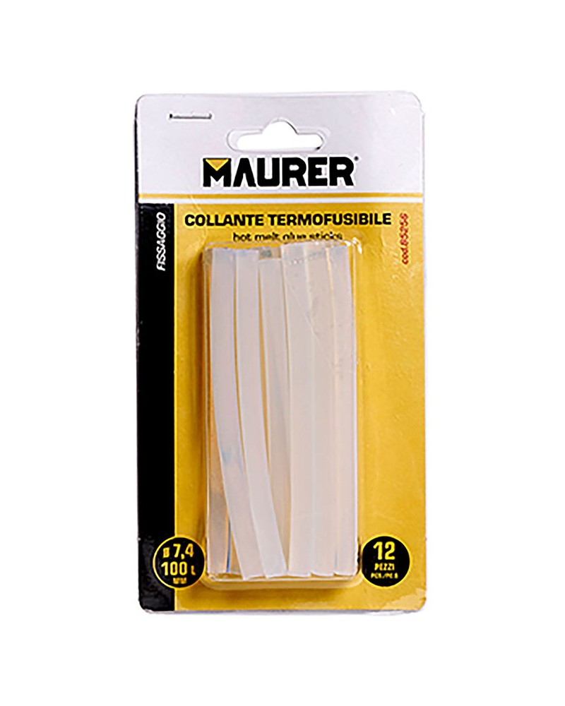 ADESIVO TERMOFUSIBILE TRASPARENTE PER PISTOLA COLLA A CALDO 12 STICKS MM.7,4X100
