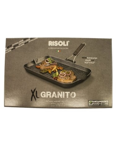 BISTECCHIERA ANTIADERENTE ALLUMINIO RETTANGOLARE GRANITO CON MANICO 26X43CM XL  RISOLI'