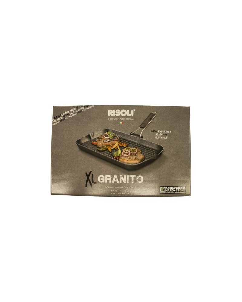 BISTECCHIERA ANTIADERENTE ALLUMINIO RETTANGOLARE GRANITO CON MANICO 26X43CM XL  RISOLI'