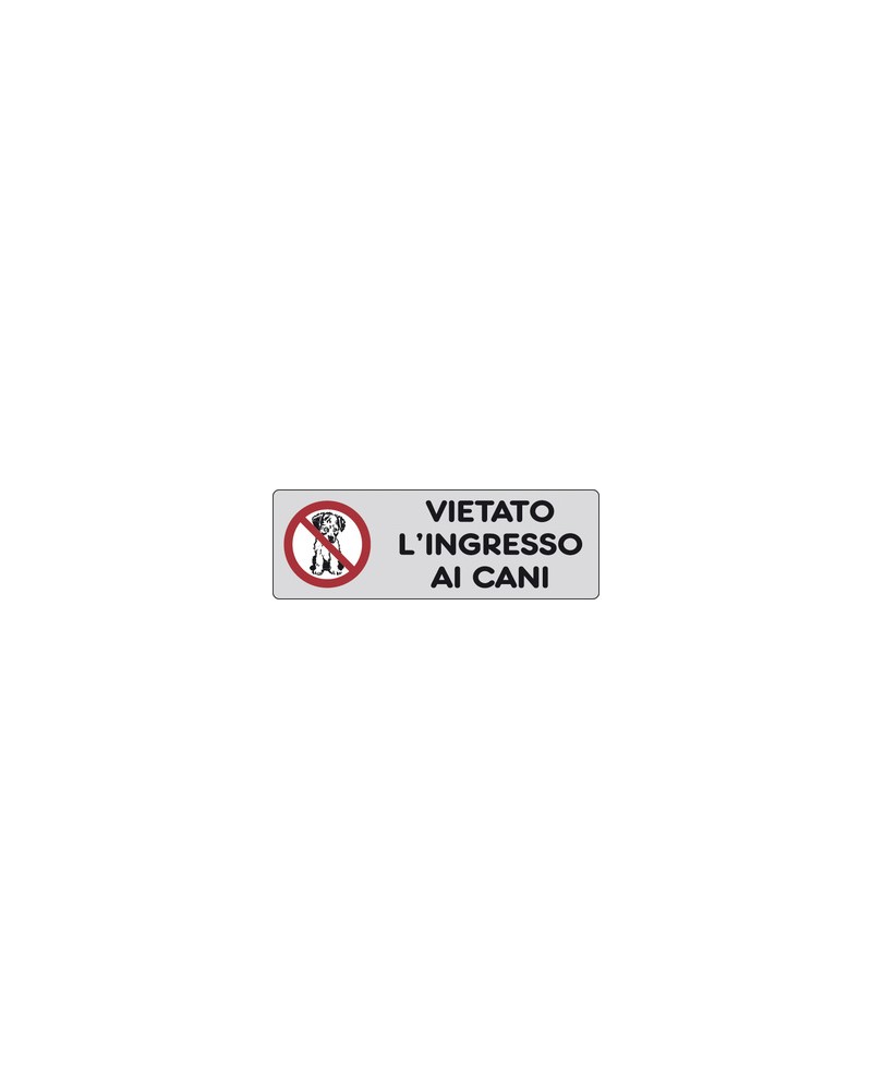 CARTELLINO ADESIVO VIETATO L'INGRESSO AI CANI 150X50MM