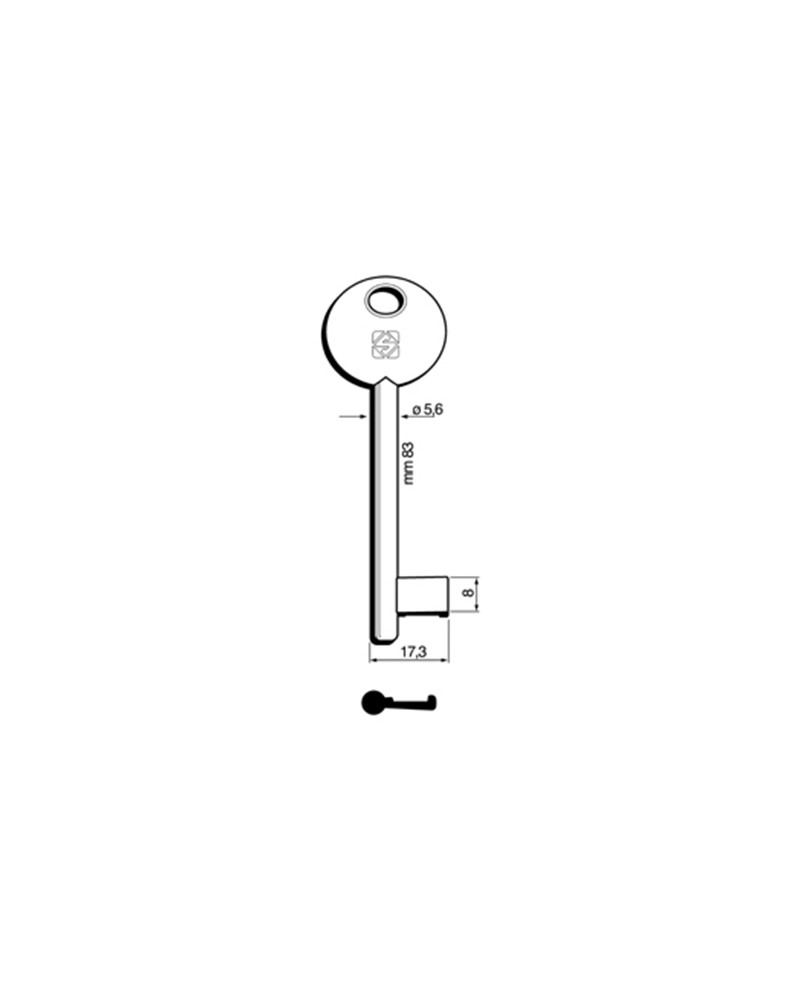 CHIAVE PATENT 6P3D OTTONE NICHELATO