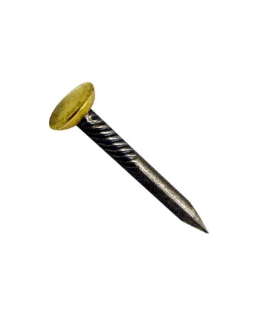 Chiodo testa bombata ricoperta in ottone con punta in acciaio brunito.  MM 2,0X30 PZ80 TESTA ORO ART. 708556